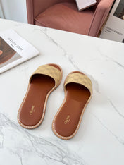 LYMPIA MULE BEIGE CANVAS EMBROIDERED LOGO