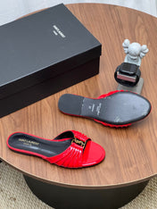 YSL 26S SLIDES IN RED GLOSSY CALFSKIN