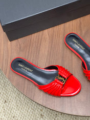 YSL 26S SLIDES IN RED GLOSSY CALFSKIN