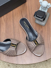 YSL 26S SLIDES IN DUSTY BEIGE SUEDE