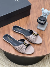 YSL 26S SLIDES IN DUSTY BEIGE SUEDE