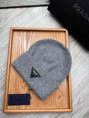 BEANIE HAT IN SHADOW GRAY WOOL AND RABBIT FUR 436396