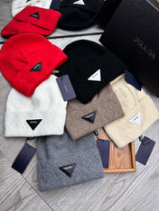 BEANIE HAT IN BISQUE BEIGE WOOL AND RABBIT FUR 342035