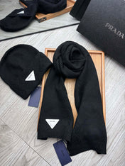 SET SCARF AND HAT IN BLACK WOOL AND RABBIT FUR 397410