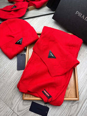 SET SCARF AND HAT IN CHERRY RED WOOL AND RABBIT FUR 397409