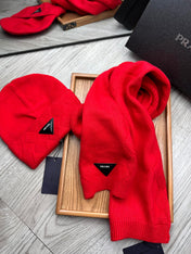 SET SCARF AND HAT IN CHERRY RED WOOL AND RABBIT FUR 397409