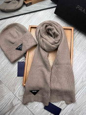 SET SCARF AND HAT IN MEDIUM BROWN WOOL AND RABBIT FUR 397406