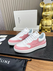 SNEAKER WITH TRIOMPHE IN WHITE MIX BABY PINK CALFSKIN