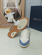 DIOR 26S LOW-TOP SNEAKER IN WHITE AND LIGHT BLUE CALFSKIN