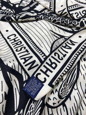 SQUARE SCARF 140 CM IN BLACK MIX WHITE MONOGRAM WOOL AND SILK 415111