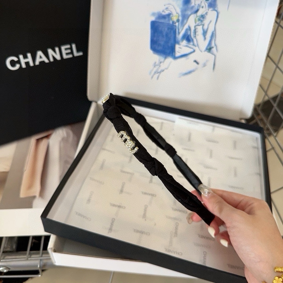 HEADBAND CRYSTALS LOGO IN BLACK VOILE 414443