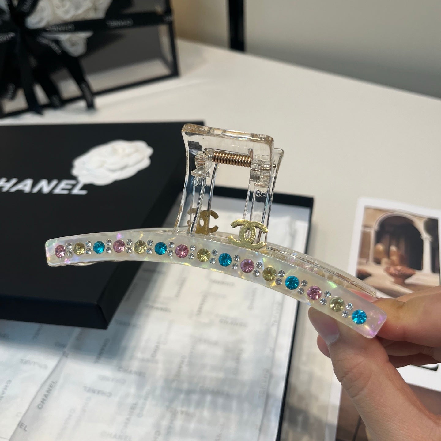 CHANEL 26S CLAW HAIR CLIP IN MULTICOLOR CRYSTAL 503111