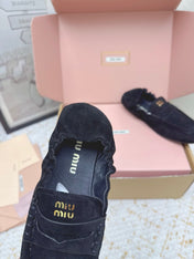 MIUMIU 25S NAPPA LOAFERS IN BLACK SUEDE