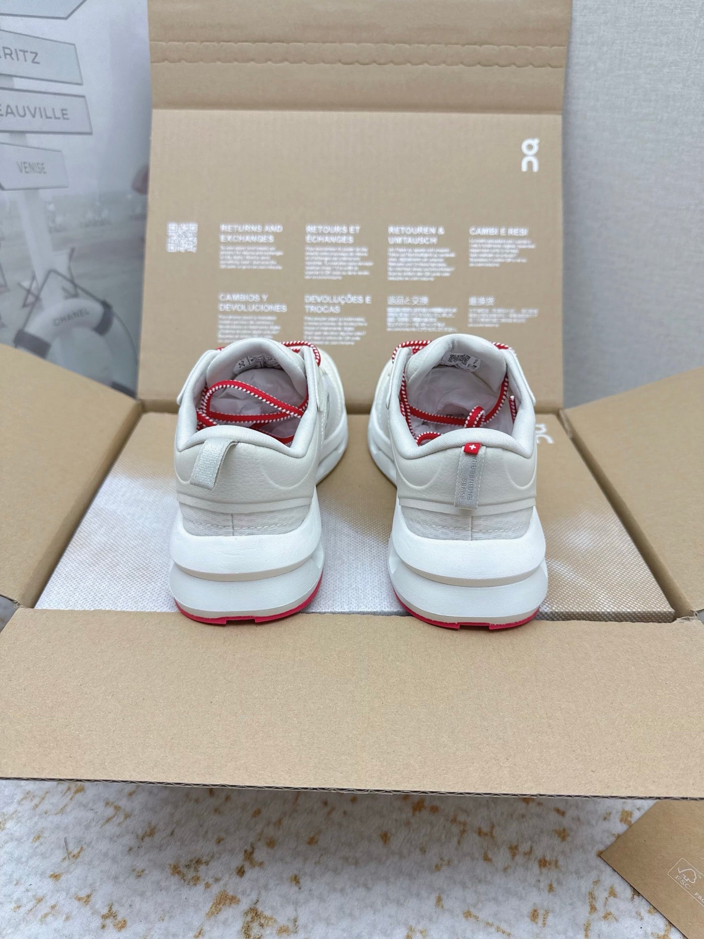 LOEWE 26S ON CLOUDTILT SHOES IN WHITE AND RED MESH