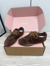 MIUMIU 26S SNEAKERS IN DARK BROWN SUEDE STYLE 11
