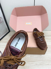 MIUMIU 26S SNEAKERS IN DARK BROWN SUEDE STYLE 11