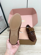 MIUMIU 26S SNEAKERS IN DARK BROWN SUEDE STYLE 11