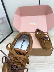 MIUMIU 26S SNEAKERS IN BROWN SUEDE STYLE 10