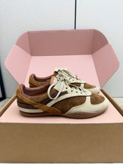 MIUMIU 26S SNEAKERS IN BEIGE MIX BROWN SUEDE