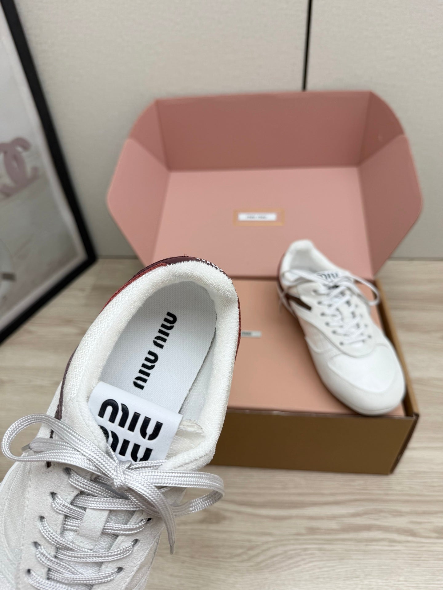 MIUMIU 26S SNEAKERS IN WHITE FABRIC AND SUEDE STYLE 13