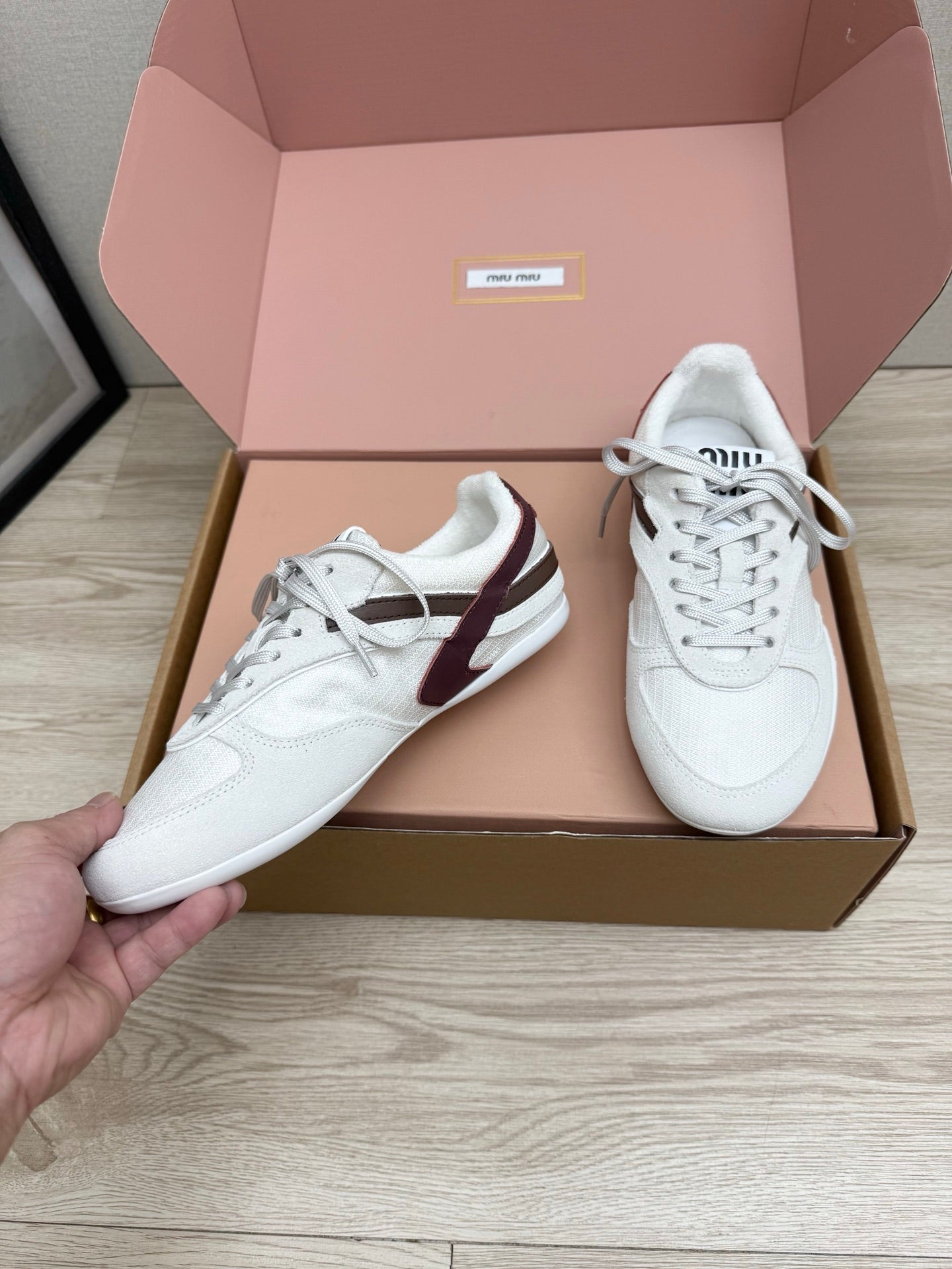 MIUMIU 26S SNEAKERS IN WHITE FABRIC AND SUEDE STYLE 13