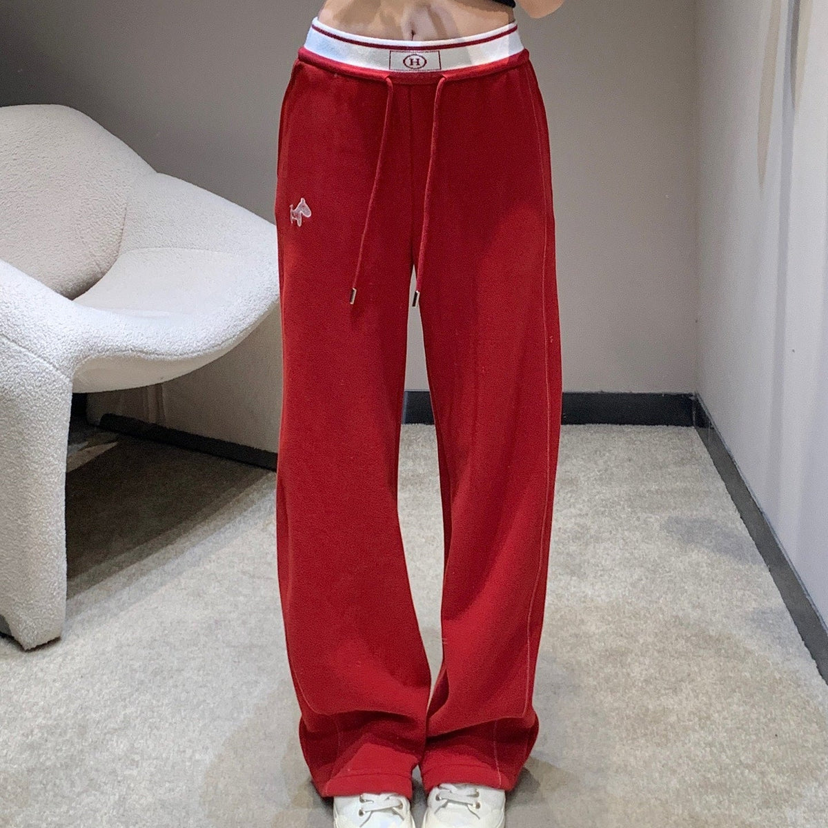 HERMES 25S FLEECE-LINED WIDE-LEG PANTS 441