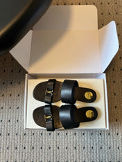 YSL 26S TWO-STRAP SANDALS IN BLACK LAMBSKIN