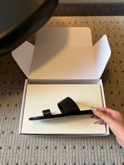 YSL 26S TWO-STRAP SANDALS IN BLACK LAMBSKIN