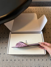 YSL 26S BABYLONE FLAT MULES IN LIGHT PURPLE LAMBSKIN