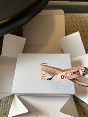DIOR 26S HIGH-HEEL THONG SANDAL 35MM IN LIGHT PINK EMBROIDERED CANVAS AND CALFSKIN