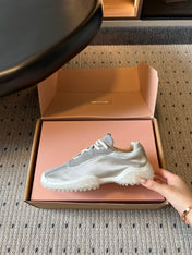 MIUMIU 26S SNEAKERS IN GREY SUEDE