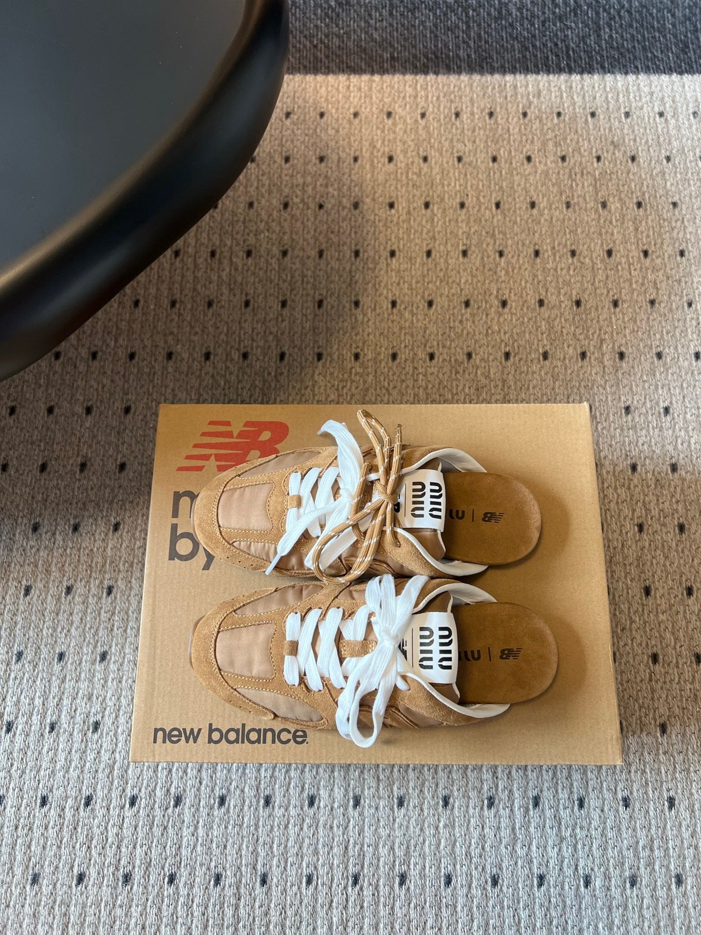 MIUMIU 26S SNEAKER MULES IN CAMEL BROWN SUEDE MIX FABRIC