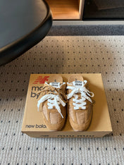 MIUMIU 26S SNEAKER MULES IN CAMEL BROWN SUEDE MIX FABRIC