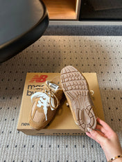 MIUMIU 26S SNEAKER MULES IN CAMEL BROWN SUEDE MIX FABRIC