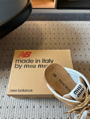 MIUMIU 26S SNEAKER MULES IN CAMEL BROWN SUEDE MIX FABRIC