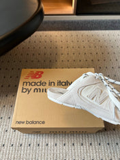 MIUMIU 26S SNEAKER MULES IN WHITE SUEDE MIX FABRIC