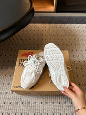 MIUMIU 26S SNEAKER MULES IN WHITE SUEDE MIX FABRIC