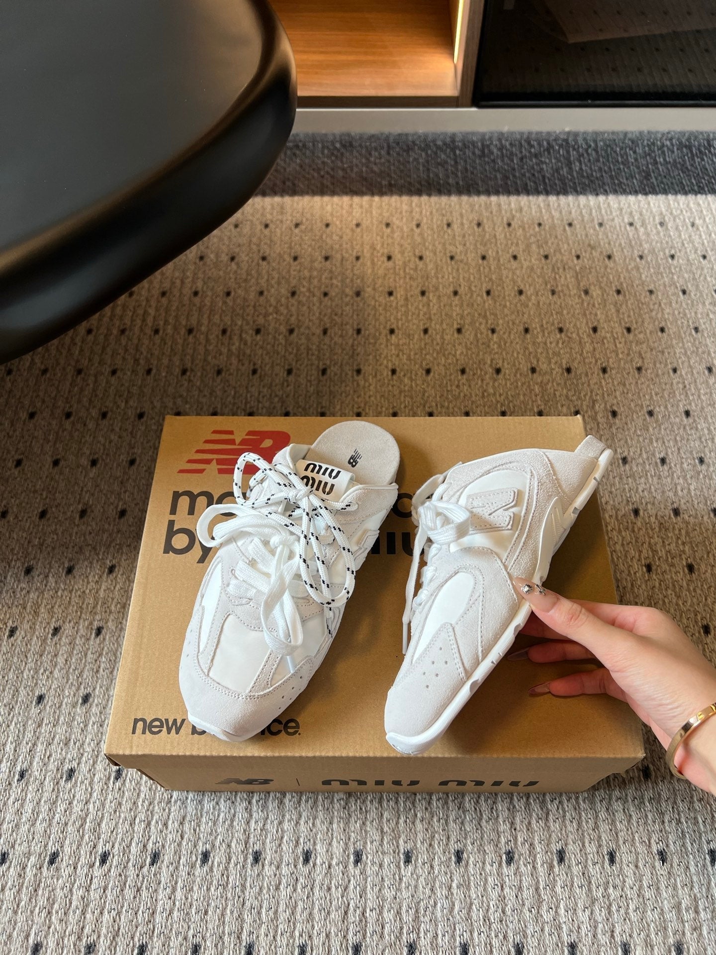 MIUMIU 26S SNEAKER MULES IN WHITE SUEDE MIX FABRIC