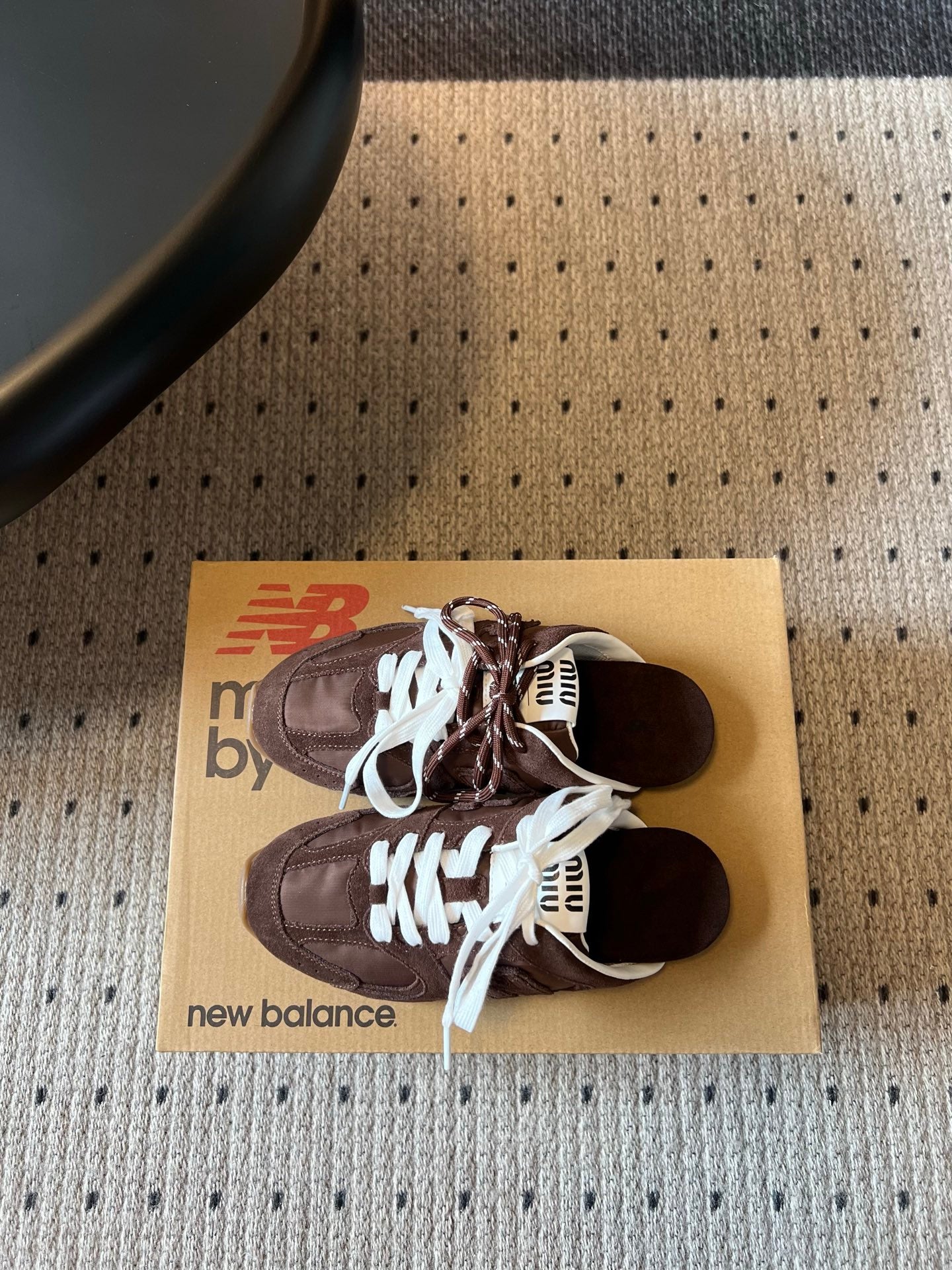 MIUMIU 26S SNEAKER MULES IN DARK BROWN SUEDE MIX FABRIC