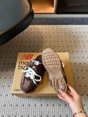 MIUMIU 26S SNEAKER MULES IN DARK BROWN SUEDE MIX FABRIC