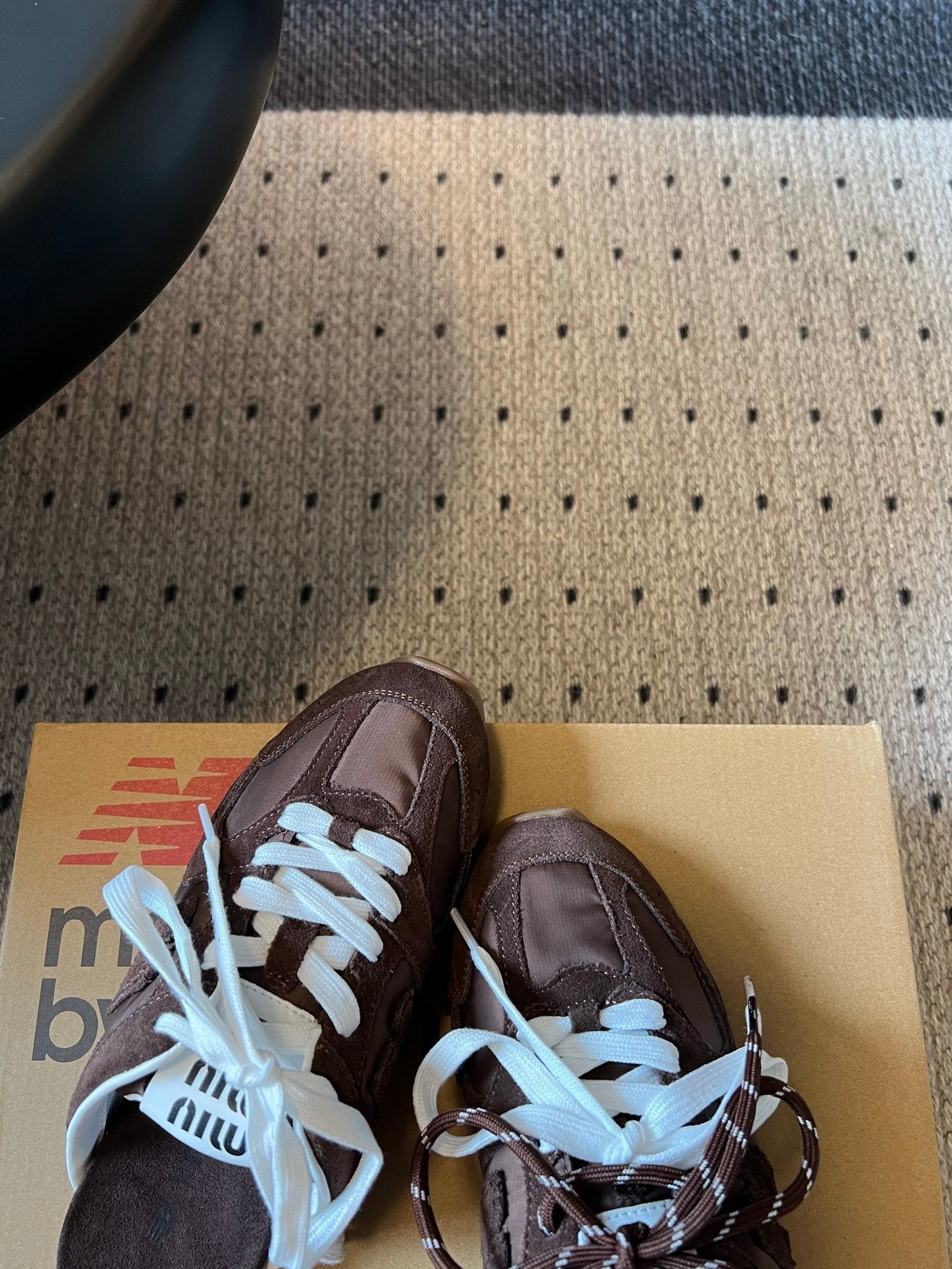 MIUMIU 26S SNEAKER MULES IN DARK BROWN SUEDE MIX FABRIC