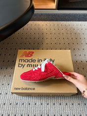 MIUMIU 26S SNEAKER MULES IN RED SUEDE MIX FABRIC