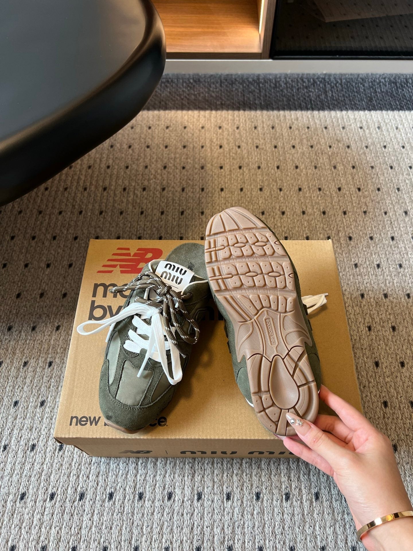 MIUMIU 26S SNEAKER MULES IN MOSS GREEN SUEDE MIX FABRIC