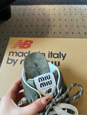 MIUMIU 26S SNEAKER MULES IN MOSS GREEN SUEDE MIX FABRIC