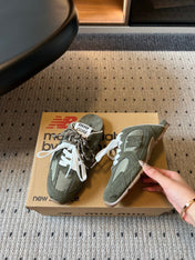 MIUMIU 26S SNEAKER MULES IN MOSS GREEN SUEDE MIX FABRIC