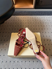 VALENTINO 26S ROCKSTUD HIGH HEELS 40 MM IN BROWN SUEDE