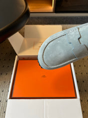 HM 26S DESTIN MULES IN PASTEL BLUE SUEDE