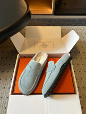 HM 26S DESTIN MULES IN PASTEL BLUE SUEDE