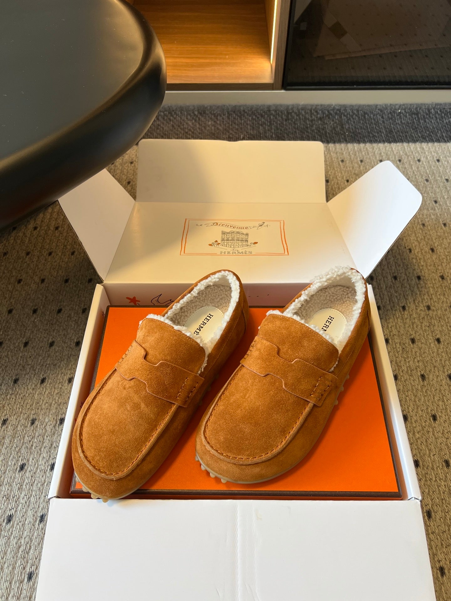 HM 26S DESTIN LOAFERS IN COGNAC BROWN SUEDE