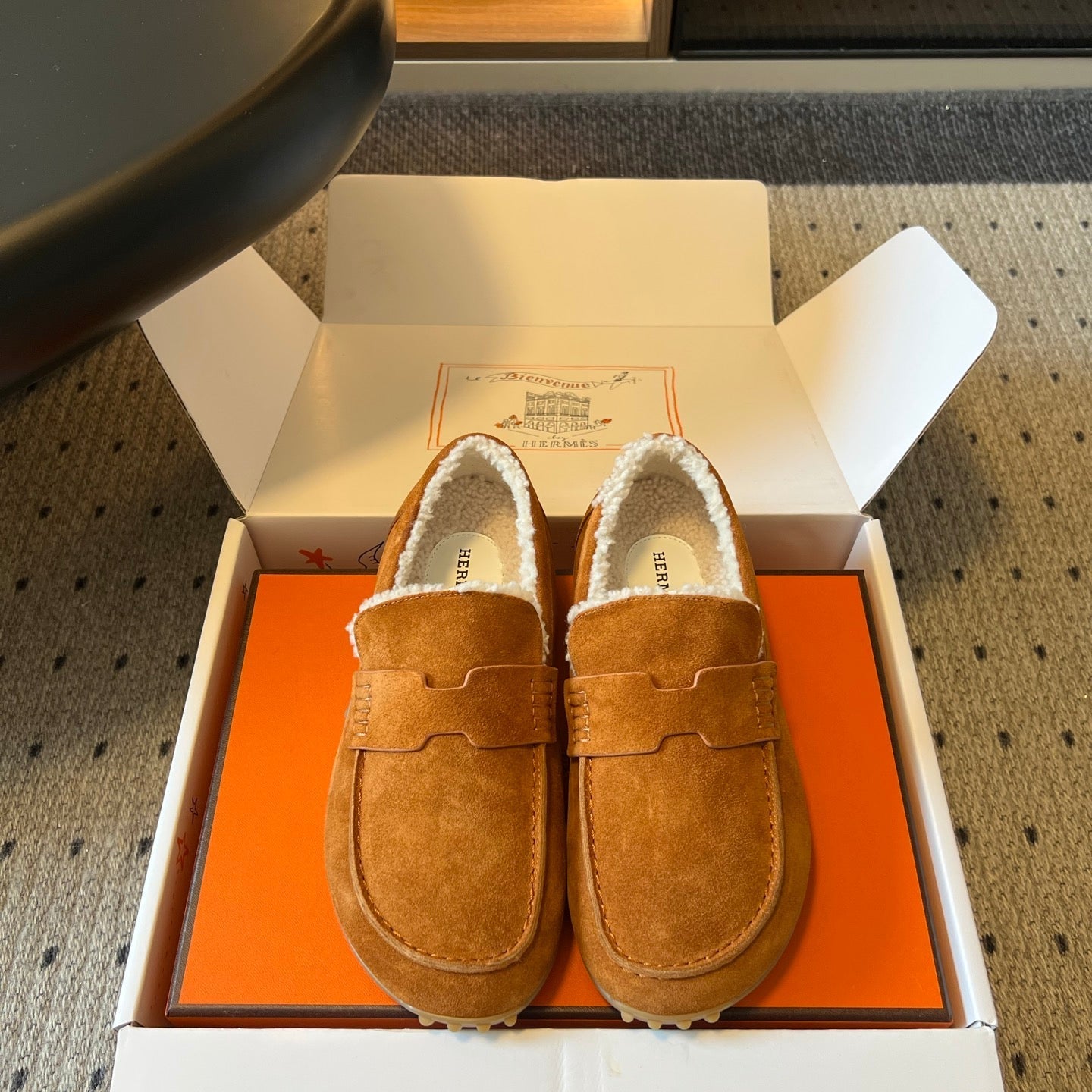 HM 26S DESTIN LOAFERS IN COGNAC BROWN SUEDE